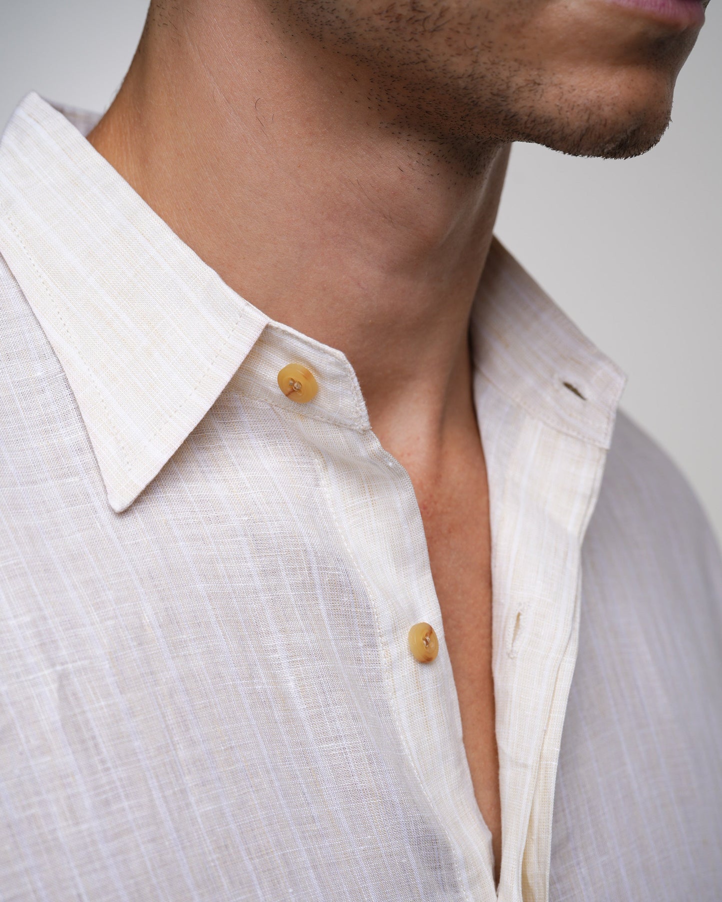 The Capri Shirt in Pinstripe Beige — Coming Soon